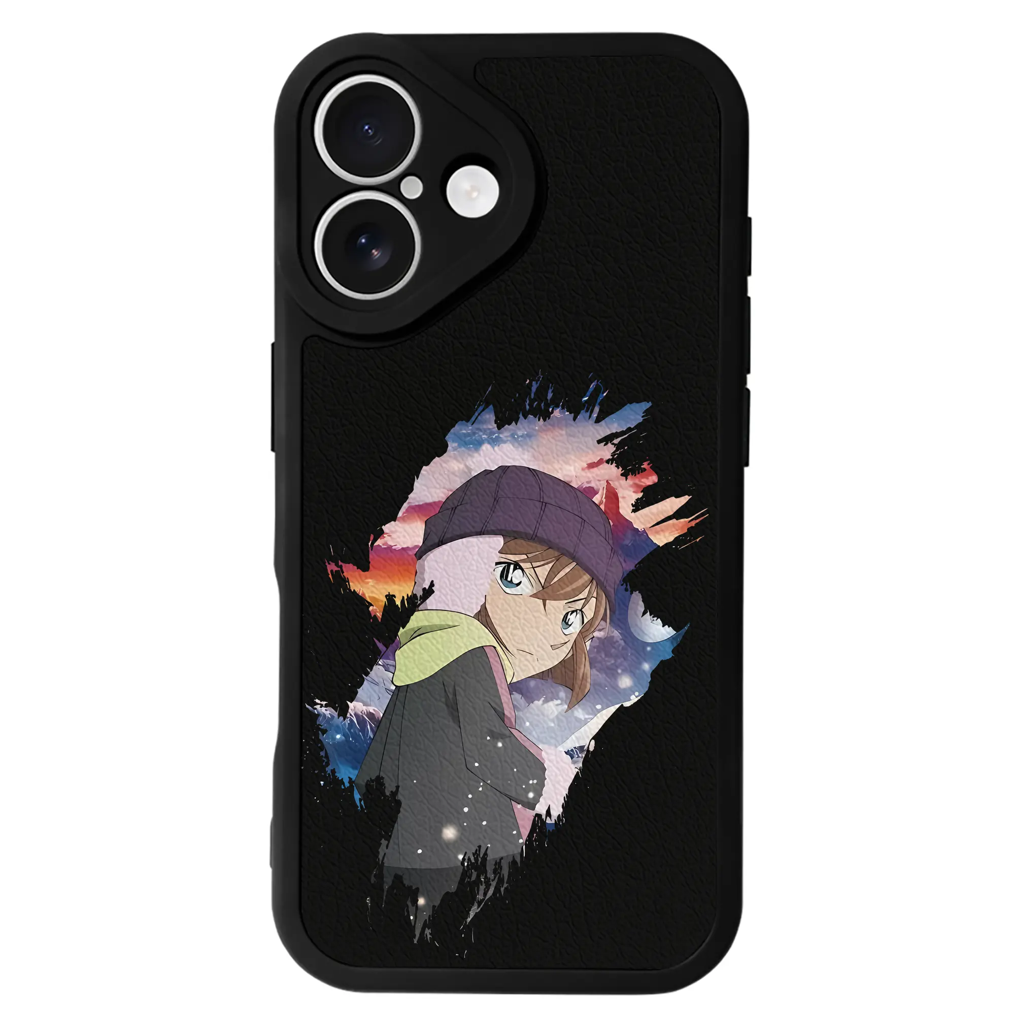 名探偵コナン グッズ 灰原 哀 - IPhone 16シリーズ対応 ・ シリコンスマホケース ・ レザー調 ・ 高精度フィット ・ 耐衝撃 ・ ワイヤレス充電対応 ・ 精密カット